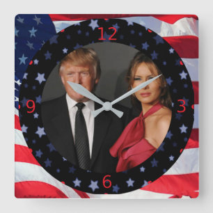 HORLOGE CARRÉE PRESIDENT DONALD TRUMP ET MELANIA