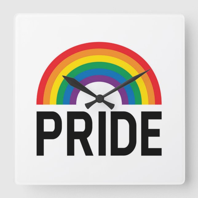 Horloge Carrée Pride arc-en-ciel (Recto)