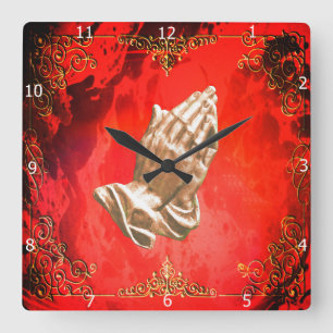 HORLOGE CARRÉE PRIER LES MAINS