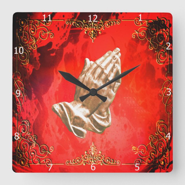 HORLOGE CARRÉE PRIER LES MAINS (Recto)