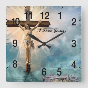 Horloge Carrée Prière Christian Jésus