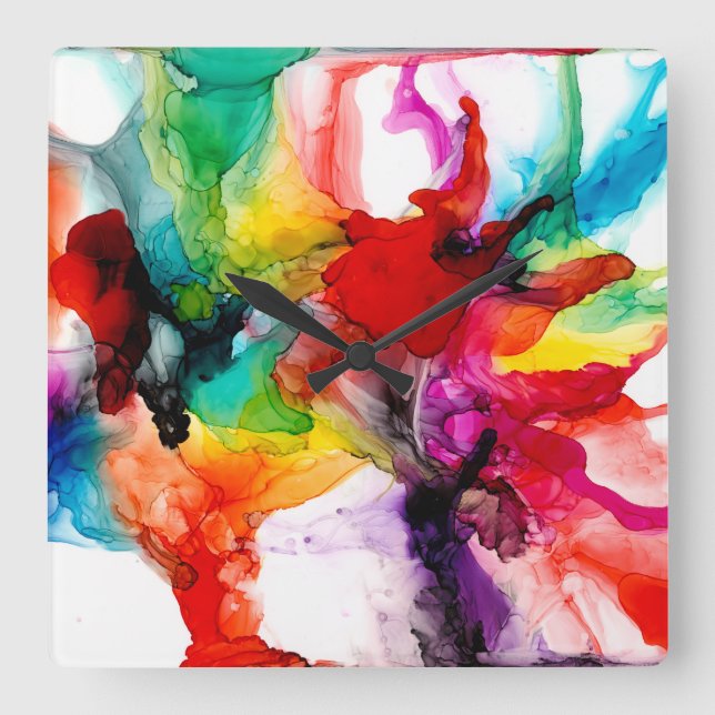 Horloge Carrée Prisme de bijoux - Aquarelle (Recto)