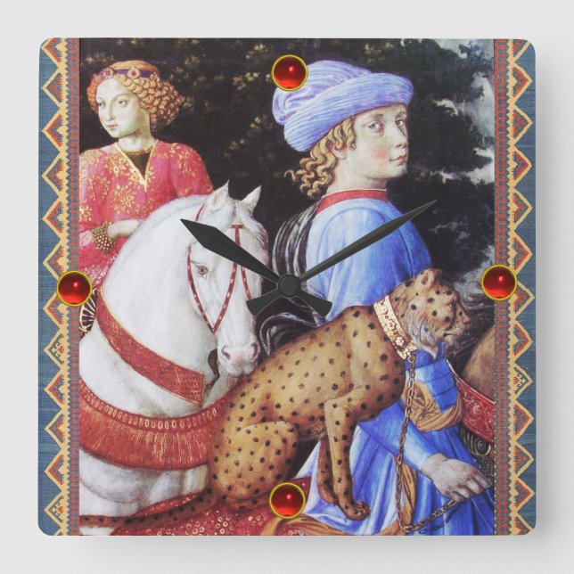 Horloge Carrée Procession de Magus Melchior, Cheval, Chat sauvage (Recto)