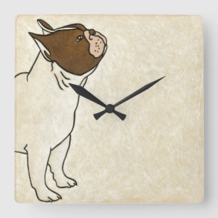Horloge Carrée Profil de French Bulldog En tête