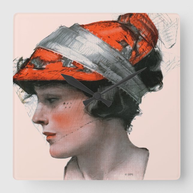 Horloge Carrée Profil de Woman (Recto)