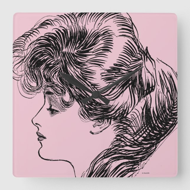 Horloge Carrée Profil D'Une Fille Gibson, 1903 (Recto)