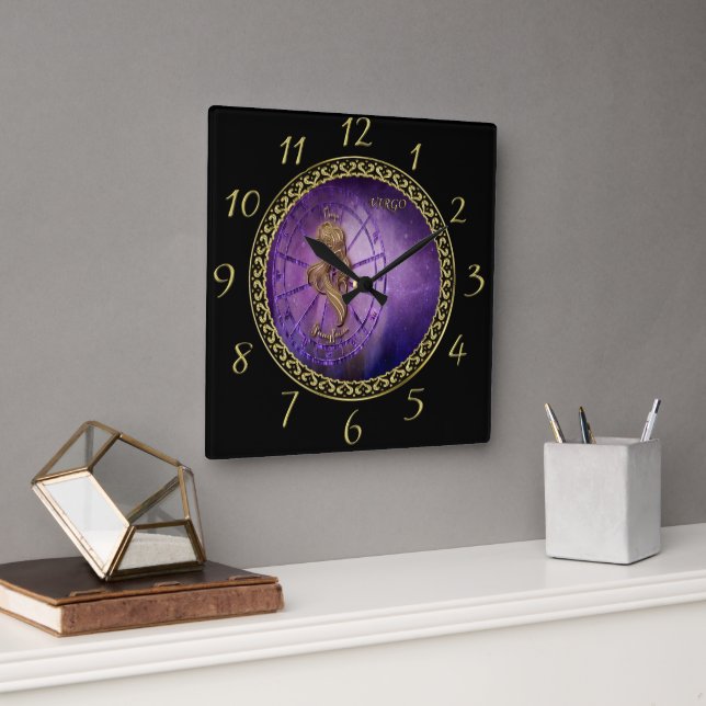 Horloge Carrée projet d'astrologie Zodiac de virgo Horoscope (Bureau)