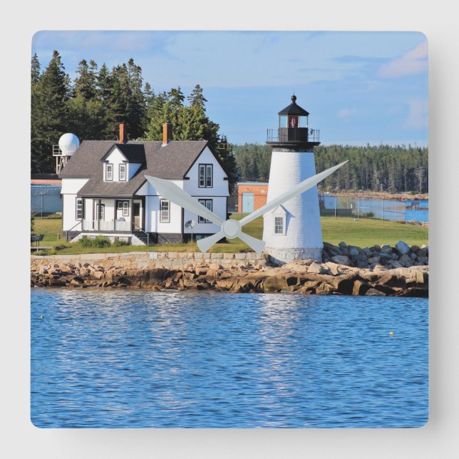 Horloge Carrée Prospect Harbour Lighthouse, carte postale Maine (Recto)