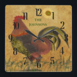 Horloge Carrée PROUD RUSTIC Rooster LARGE CLOCK<br><div class="desc">J'adore cette photo et ce coq. J'ai la photo sur le mur dans mon salon à New York — peu importe où vous vivez, si vous tombez amoureux de cette oeuvre de photographie d'art. Peut aussi faire un cadeau unique pour un autre paysan rural ou un amoureux rustique du coq....</div>
