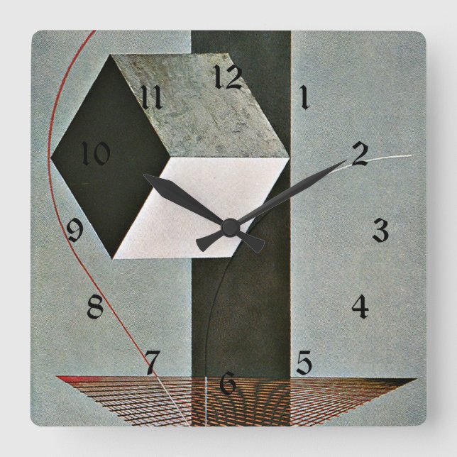 Horloge Carrée Proun 99, oeuvre abstraite de El Lissitzky (Recto)