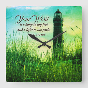 Horloge Carrée Psaume 119:105 Ta Parole est une lampe à mes pieds