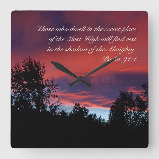 Horloge Carrée Psaume 91 Ceux qui habitent dans le lieu secret, (Recto)