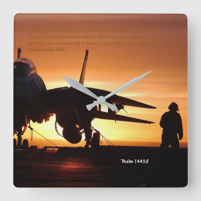 Horloge Carrée Psaume "My rock" 144:1-2 (Recto)