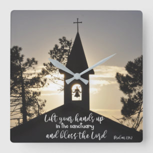 Horloge Carrée Psaums Lift Up Your Hands Bible Verse Church
