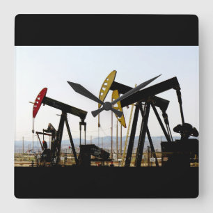 Horloge Carrée Pumpjacks en Californie du Taft