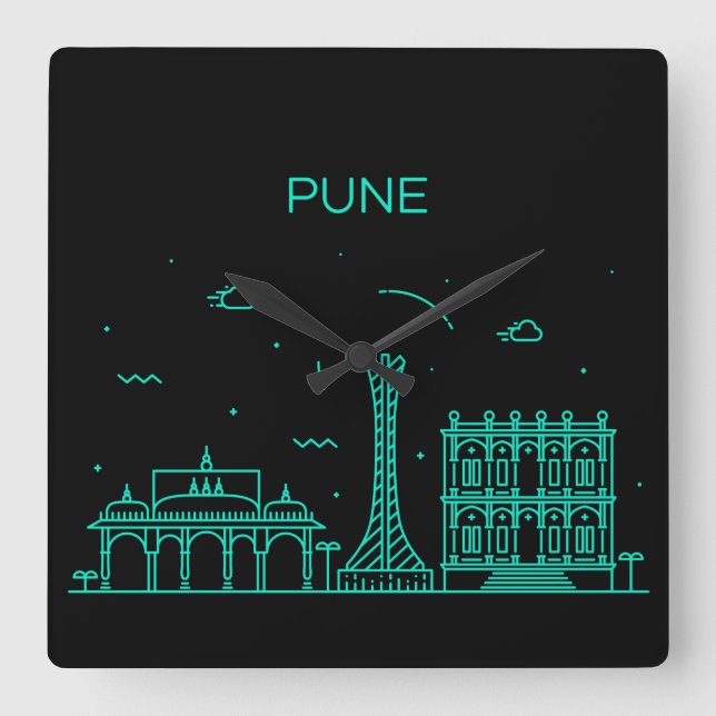Horloge Carrée Pune skyline (Recto)