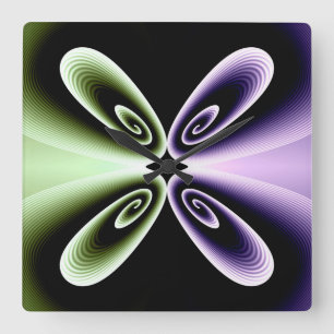 Horloge Carrée Purple and Green Floral Petal Digital Pattern