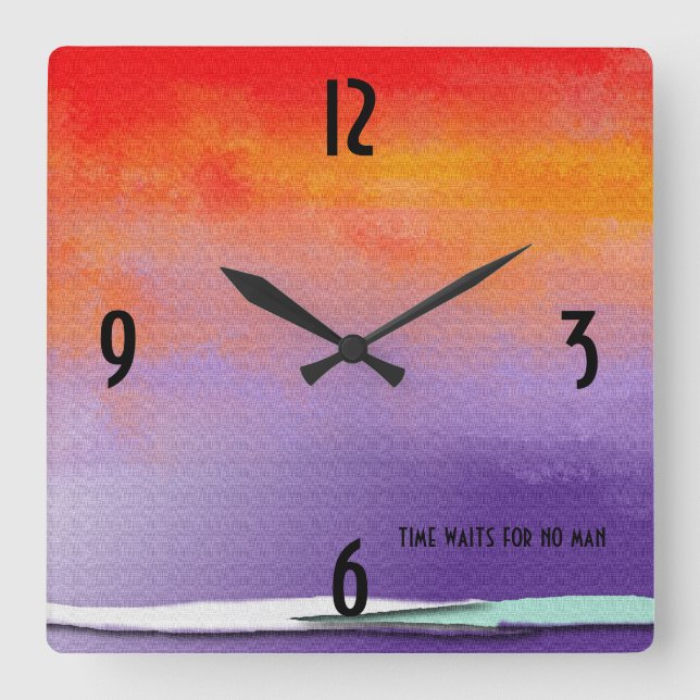 Horloge Carrée Purple and Orange Abstract (Recto)