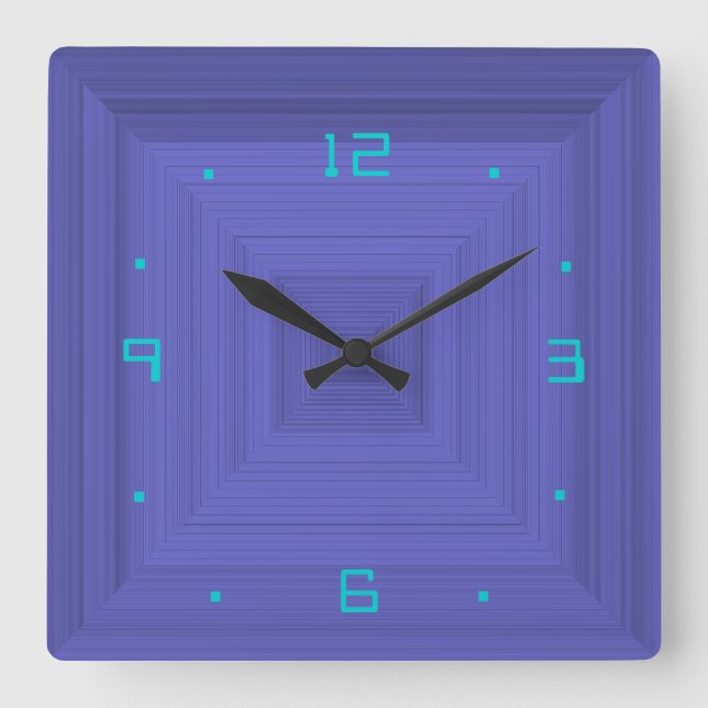 Horloge Carrée Purple clair avec Aqua>Horloge murale (Recto)