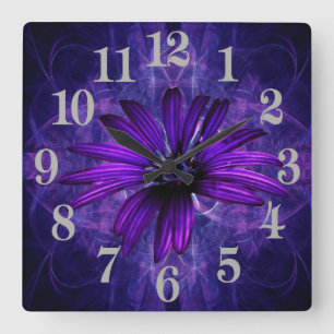 Horloge Carrée Purple Daisy Passion