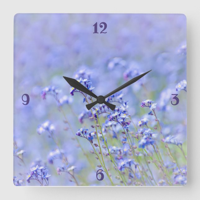 Horloge Carrée Purple Flower Country Meadow Summer Garden (Recto)