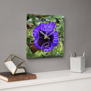 Horloge Carrée Purple pansy