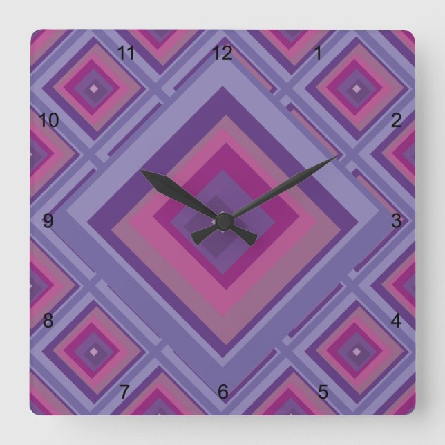 Horloge Carrée purple passion lavender fields diamond pattern art (Recto)