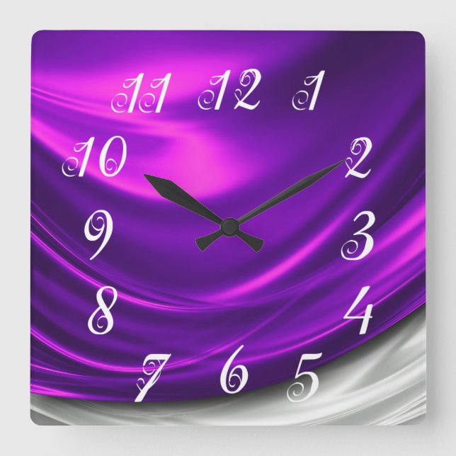 Horloge Carrée Purple Satin Wall Clock (Recto)