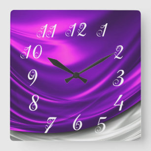 Horloge Carrée Purple Satin Wall Clock