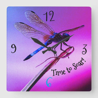 Horloge Carrée *'Purple Skye Dragonfly'