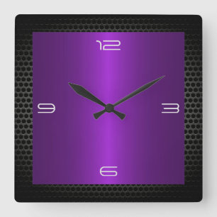 Horloge Carrée Purple Stainless Steel Modern Metal Border