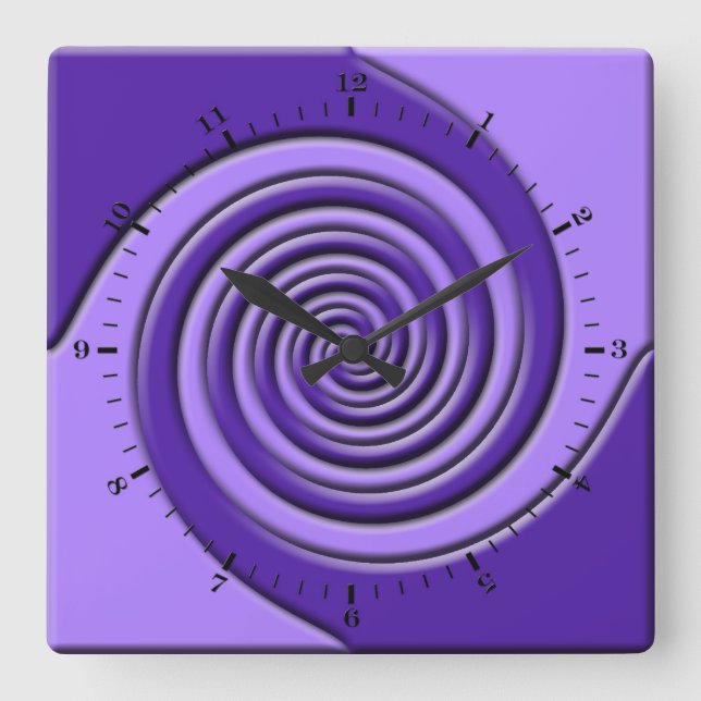 Horloge Carrée Purple Swirls (Recto)