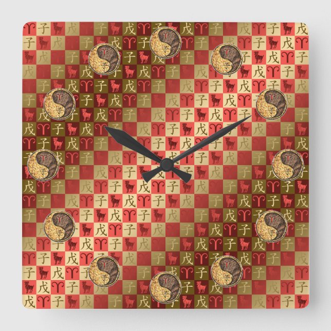 Horloge Carrée Puzzle Bélier & Rat de Terre (Recto)