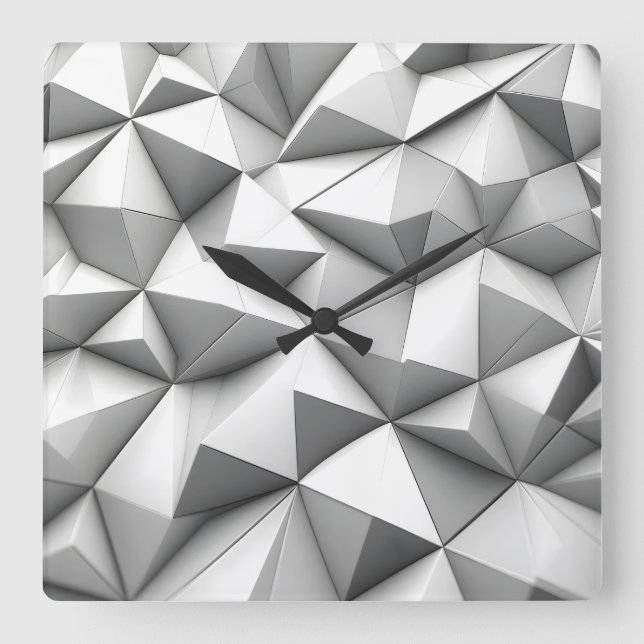 Horloge Carrée pyramides abstraites grises (Recto)