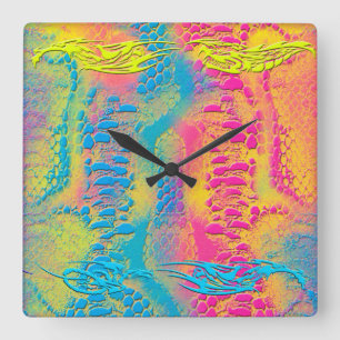 Horloge Carrée PYTHON - moderne fractale décorative -