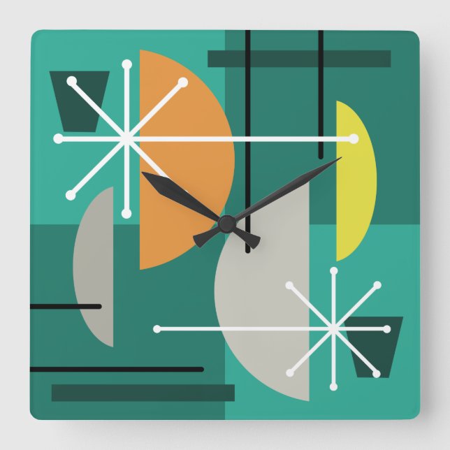 Horloge Carrée Quadrants géométriques Art Abstrait (Recto)