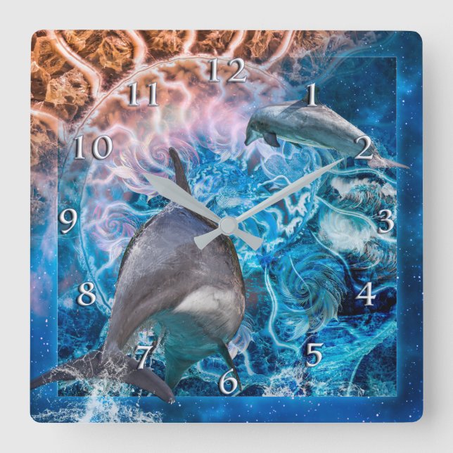 HORLOGE CARRÉE QUAND DOLPHINS RÊVE (Recto)