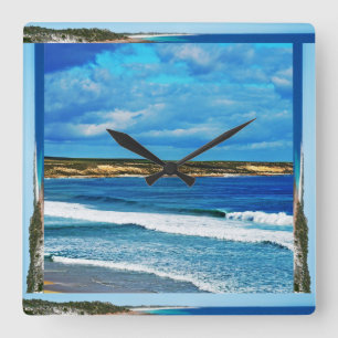 Horloge Carrée Quand Les Vagues De Plage Arrivent,