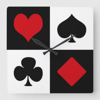 Horloge Carrée Quatre couleurs de cartes