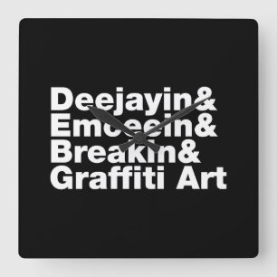 Horloge Carrée Quatre éléments de l'Hip hop