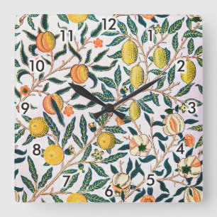 Horloge Carrée Quatre fruits, William Morris