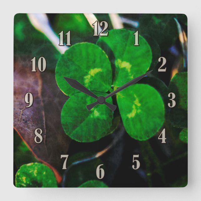 Horloge Carrée Quatre Leaf Clover Lucky (Recto)