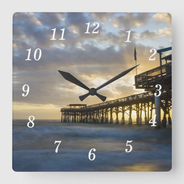Horloge Carrée Quel Matin De Plage De Cocoa (Recto)