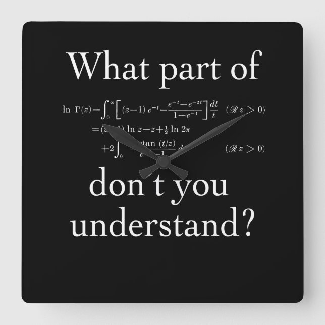 Horloge Carrée Quelle partie de... Blanc sur foncé (Recto)