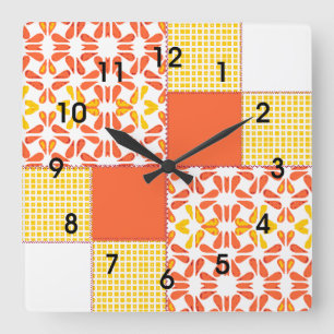 Horloge Carrée Quilt Block Pattern  "Autumn Tints"
