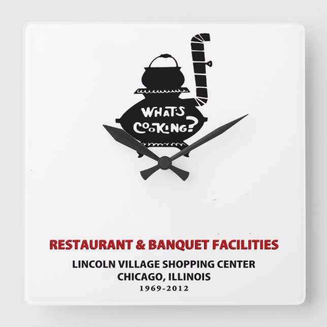 Horloge Carrée Quoi de Cuisine, Lincoln Village Centre, Chigago (Recto)