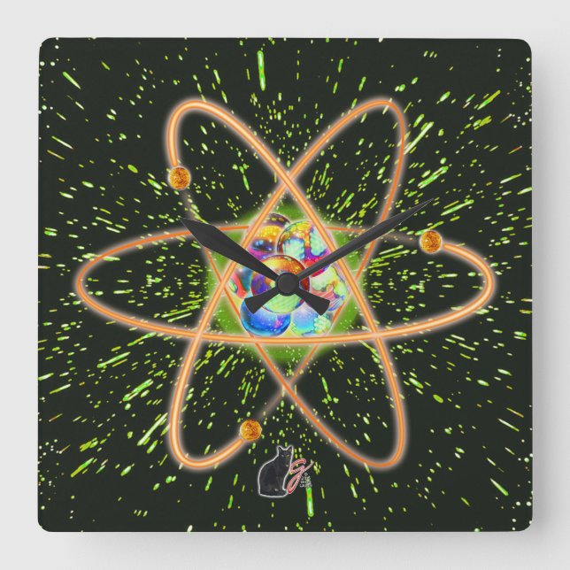 Horloge Carrée Radical Atomique (Recto)