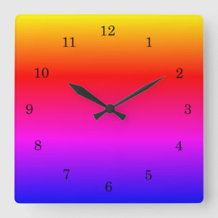 Horloge Carrée Rainbow Colors Wall Clock