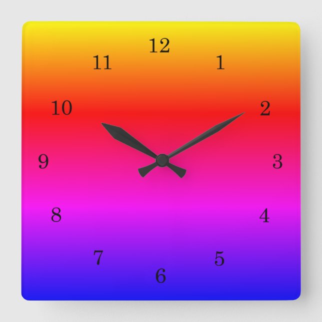 Horloge Carrée Rainbow Colors Wall Clock (Recto)
