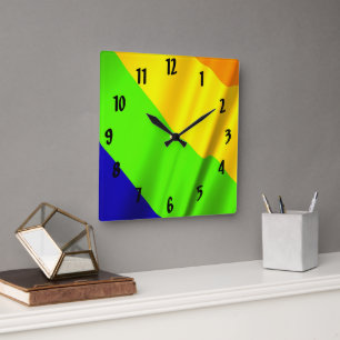 Horloge Carrée Rainbow fun enfants design couleur